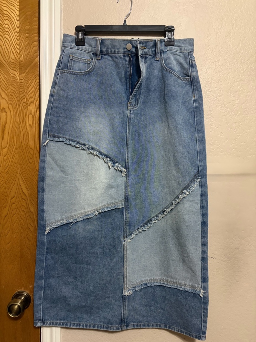 Patchwork Midi Denim Skirt